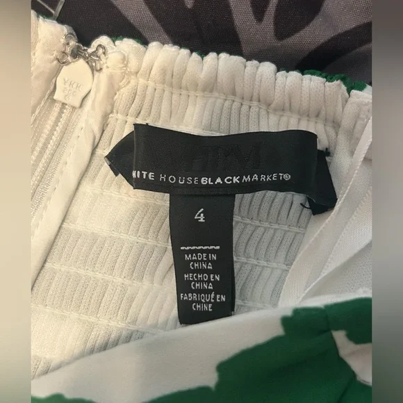 White House Black Market Green Leaf Print Midi Dress Boho Chic Tropical Fairy - Picture 6 of 6